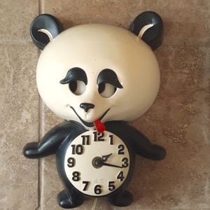 Panda Spartus Eyes Moving in Time Vintage 1950's Electric Clock Working